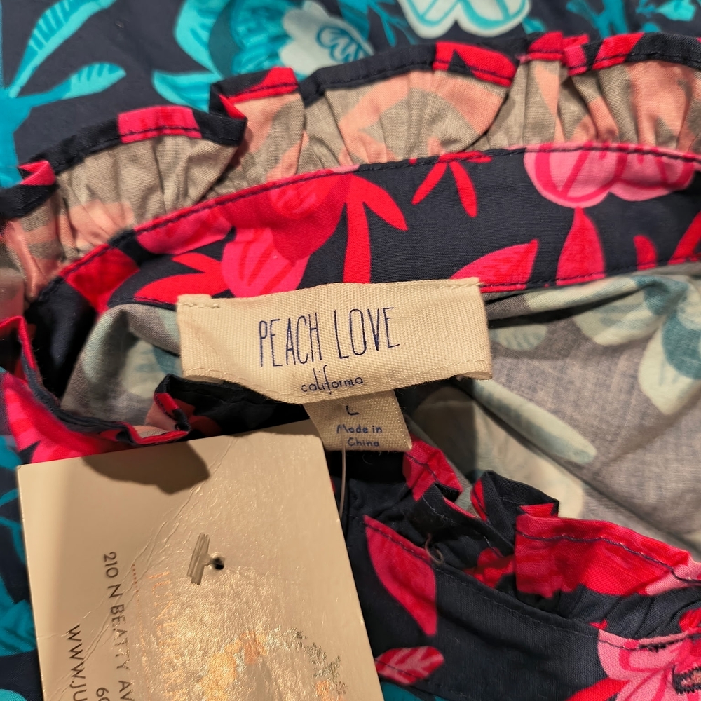 Peach Love California Teal & Pink Floral Long Sleeve Maxi Dress - Picture 2 of 4